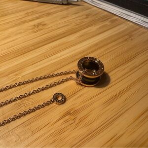 B.zero1 Rose Gold and Black Pendant Necklace